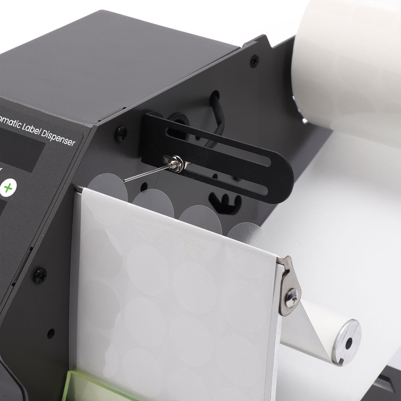 U.S. Solid Automatic Label Dispenser for Clear Opaque Labels Rolls and Fan-fold Labels, LED Counter 9999999, Preset Quantity, Width 120 mm