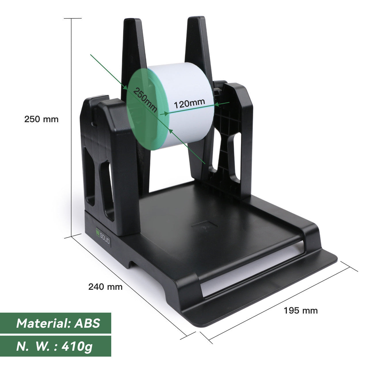 U.S. Solid Label Holder for Shipping Label Rolls and Fan-Fold Labels - Manual Label Rewinder