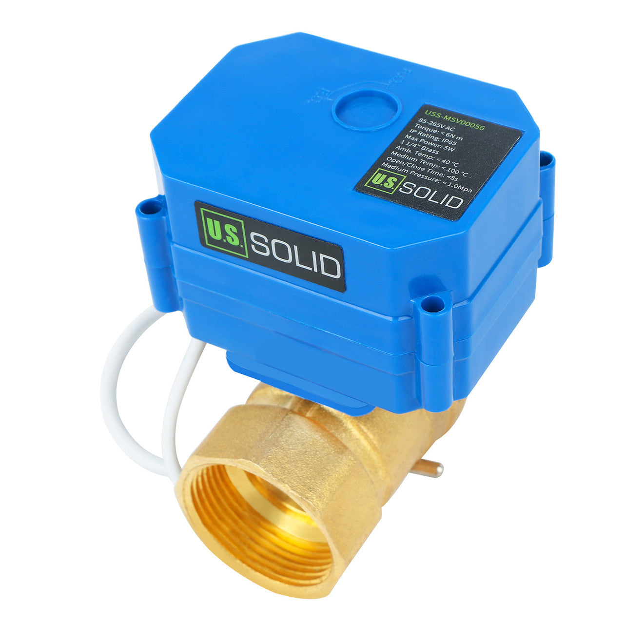 U.S. Solid 1 1/4" Brass Motorized Ball Valve 220V AC (85-265 V AC) DN32 Electrical Ball Valve, 2 Wire Auto Return Setup