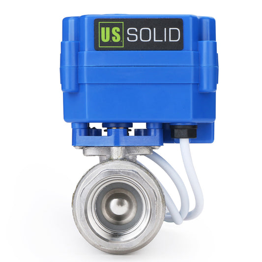 Motorized Ball Valve- 3/4" Stainless Steel Ball Valve with Manual Function, Full Port, 9-24V AC/DC and 2 Wire Auto Return Setup by U.S. Solid
