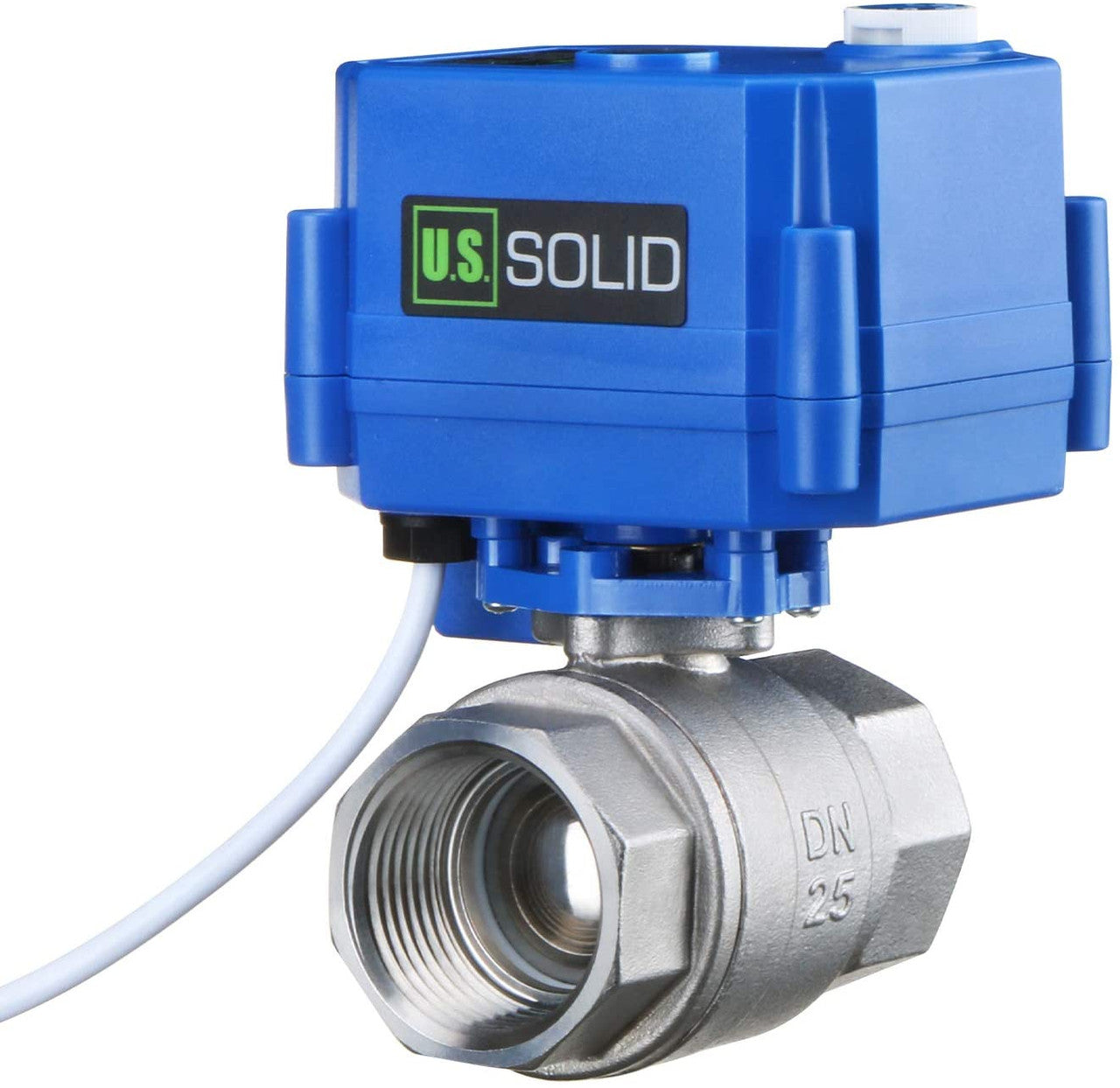 U.S. Solid Motorized Ball Valve- 1" Stainless Steel Ball Valve with Manual Function, Full Port, 9-24V AC/DC and 2 Wire Auto Return Setup