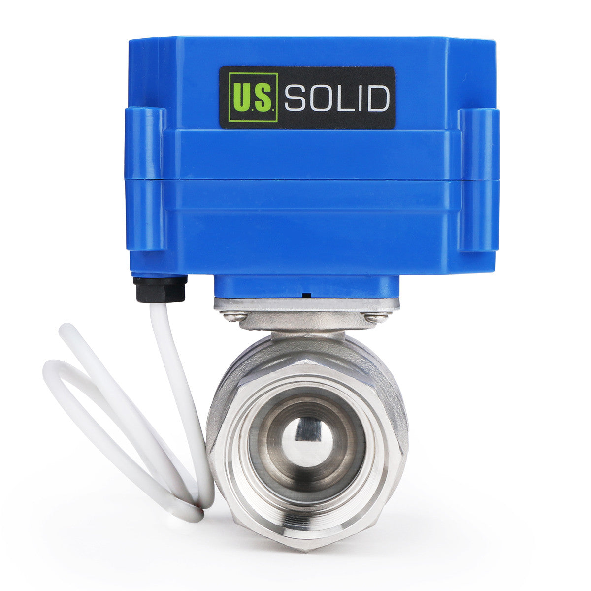U.S. Solid Motorized Ball Valve- 1" Stainless Steel Ball Valve with Manual Function, Full Port, 9-24V AC/DC and 2 Wire Auto Return Setup