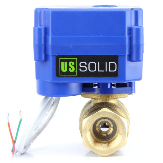 U.S. Solid 1/4" Brass Motorized Ball Valve 220V AC (85-265 V AC) Electrical Ball Valve, 2 Wire Auto Return Setup