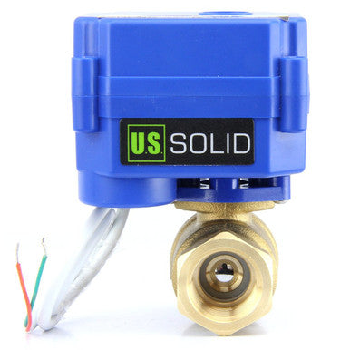 U.S. Solid 1/4" Brass Motorized Ball Valve 220V AC (85-265 V AC) Electrical Ball Valve, 2 Wire Auto Return Setup