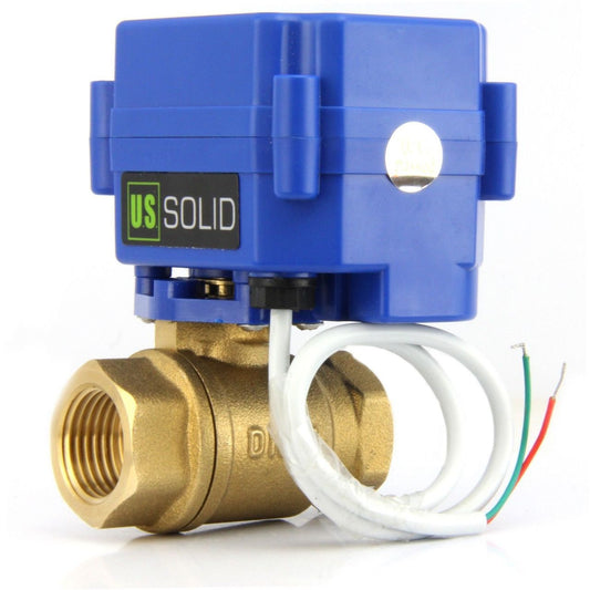 U.S. Solid 1/2" Brass Motorized Ball Valve 220V AC (85-265 V AC) DN15 Electrical Ball Valve, 2 Wire Auto Return Setup
