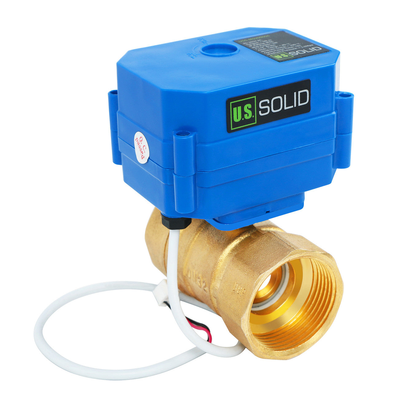U.S. Solid 1 1/4" Brass Motorized Ball Valve 220V AC (85-265 V AC) DN32 Electrical Ball Valve, 2 Wire Auto Return Setup