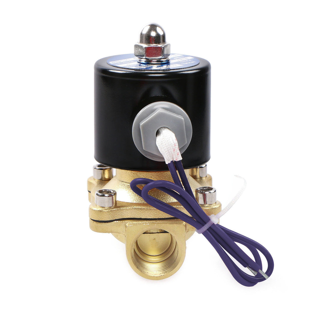 1/2" Brass Solenoid Valve 12V DC (Air, Water, Fuel) Normally Closed, VITON Gasket