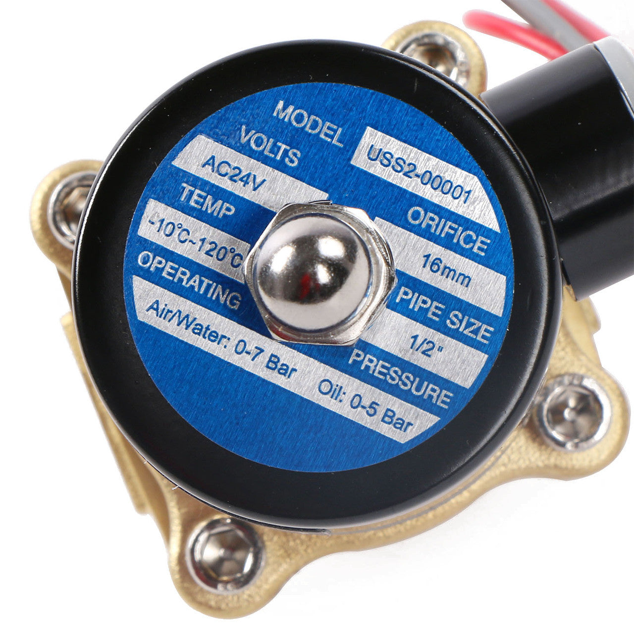 1/2" Brass Electric Solenoid Valve 24V AC VITON SEAL Normally Closed (Air, Gas, Fuel...)