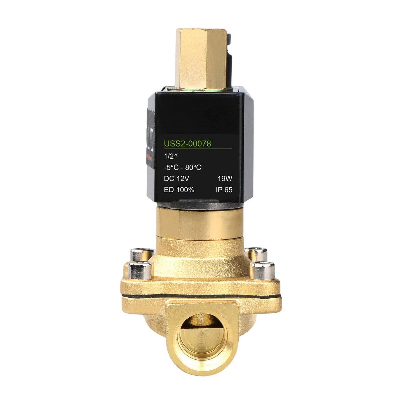 U.S. Solid 1/2" Electric Solenoid Valve 12V DC Brass Body Normally Open G Thread, NBR Seal