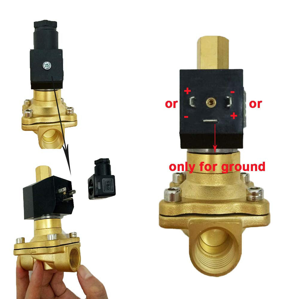 U.S. Solid 1/2" Electric Solenoid Valve 12V DC Brass Body Normally Open G Thread, NBR Seal