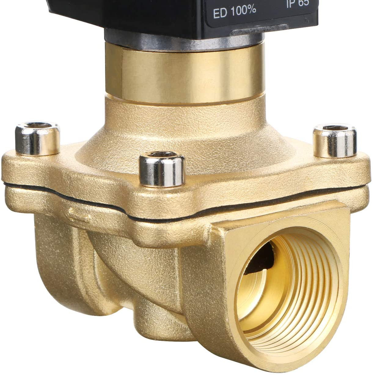 U.S. Solid 3/4" Electric Solenoid Valve 220V AC Brass Body Normally Open G Thread VITON Water Air Oil