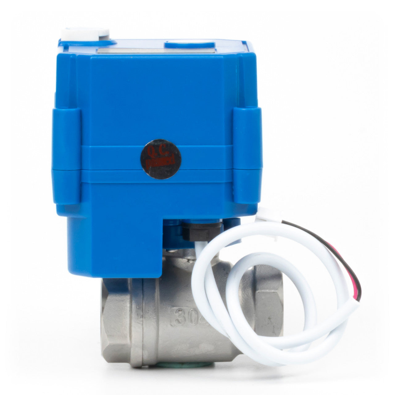 1/2" Motorized Ball Valve with Manual Function - 2 Wire Auto Return, Stainless Steel, 85-265V AC, Full Port, Normally Closed