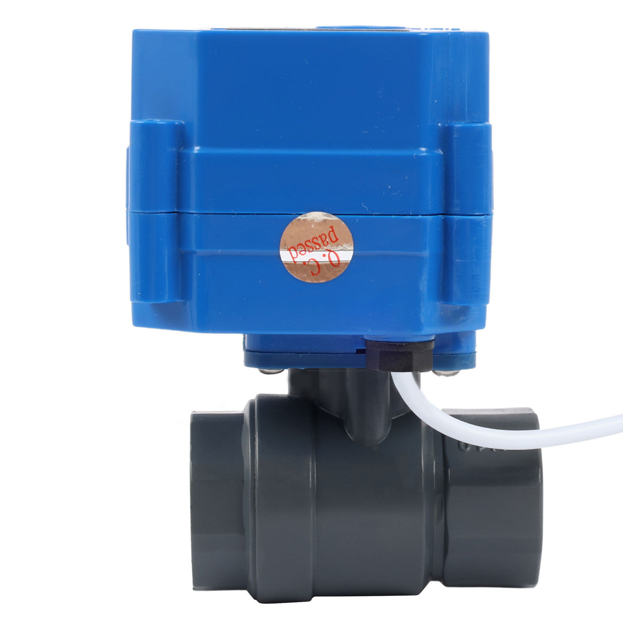1/2" UPVC Motorized Ball Valve - 9-24V AC/DC Plastic Electrical Ball Valve with Standard Port, 2 Wire Auto Return, Normally Closed
