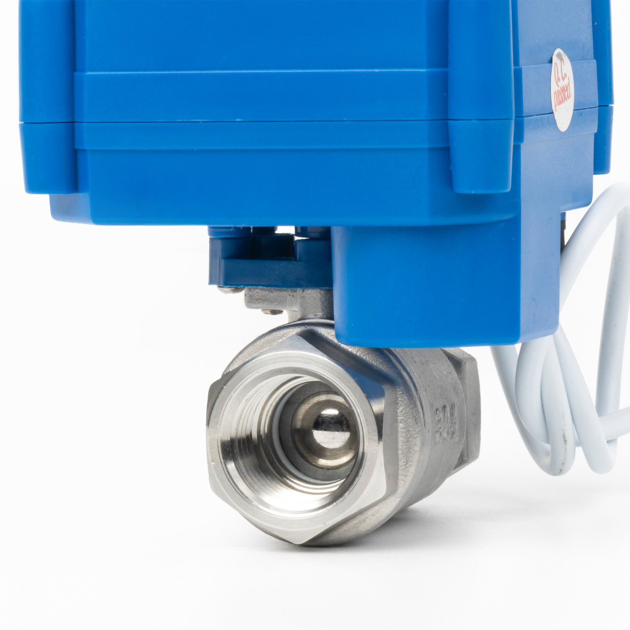 1/2" Motorized Ball Valve with Manual Function - 2 Wire Auto Return, Stainless Steel, 85-265V AC, Full Port, Normally Closed