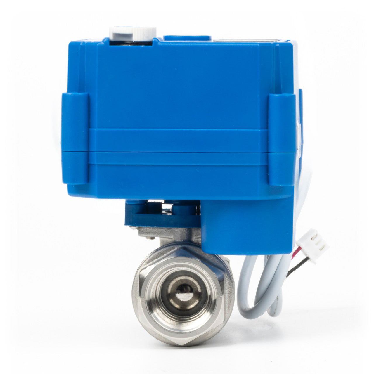 1/2" Motorized Ball Valve with Manual Function - 2 Wire Auto Return, Stainless Steel, 85-265V AC, Full Port, Normally Closed