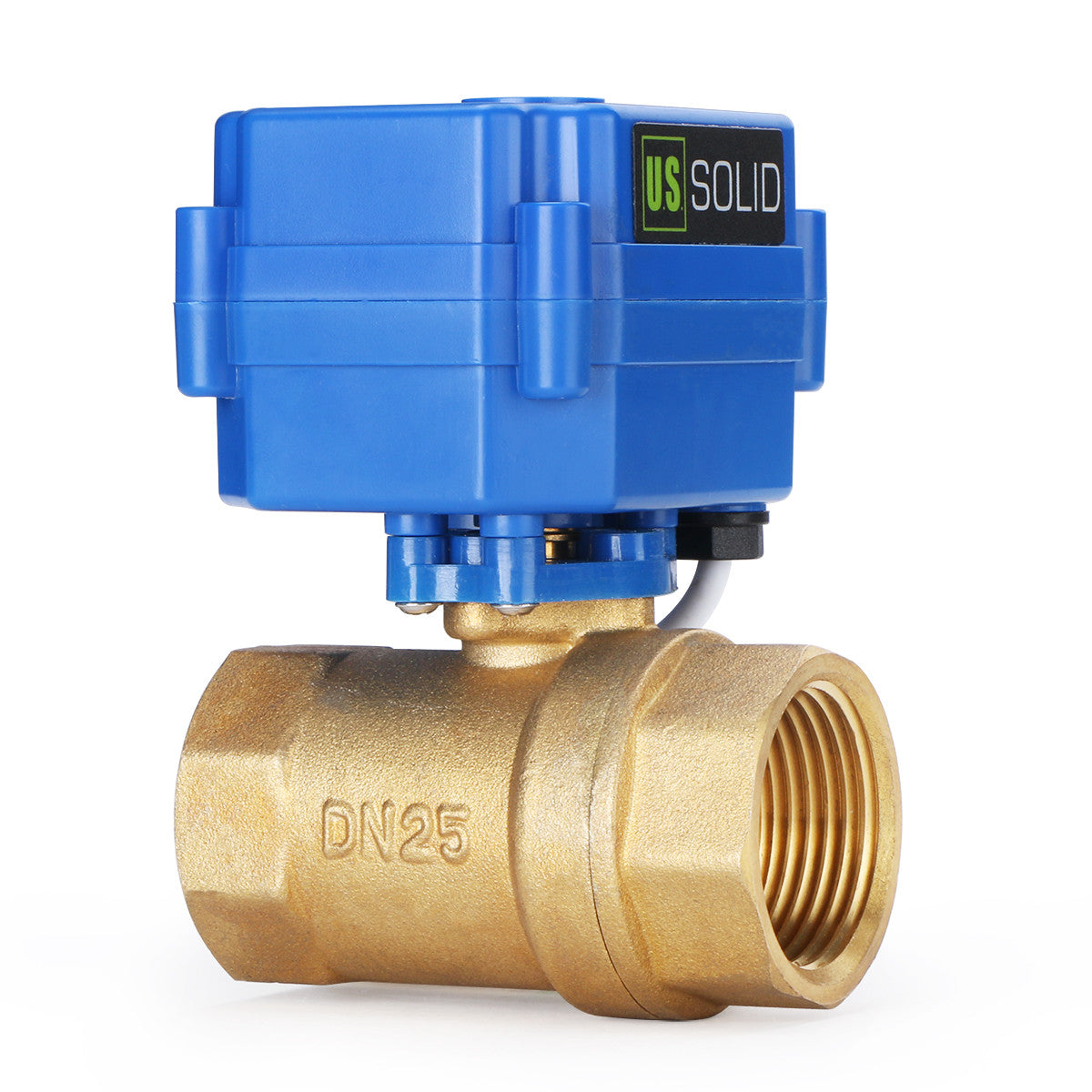 U.S. Solid 1" Brass Motorized Electric Ball Valve with Standard Port, 9-24V AC/DC, 2 Wire Auto Return