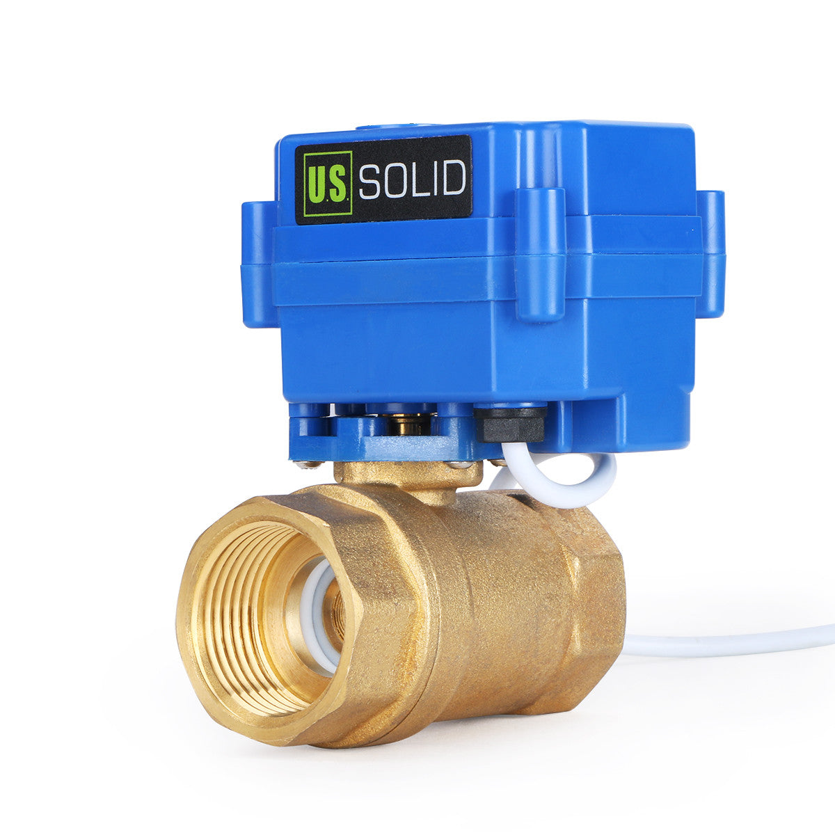 U.S. Solid 1" Brass Motorized Electric Ball Valve with Standard Port, 9-24V AC/DC, 2 Wire Auto Return