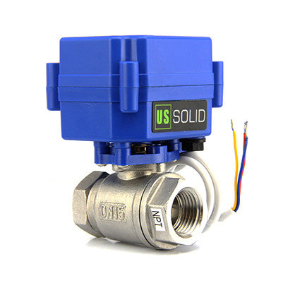 Motorized Ball Valve- 1/2" Stainless Steel Electrical Ball Valve with Full Port, 9-24V AC/DC and 3 Wire Setup