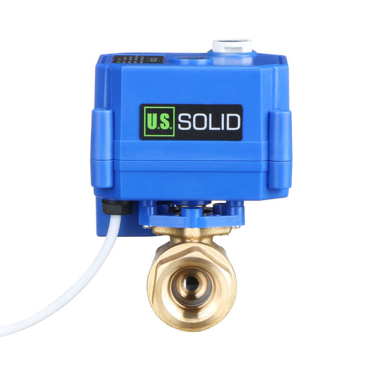 Motorized Ball Valve- 1/2" Brass Ball Valve with Manual Function, Full Port, 9-24V AC/DC and 2 Wire Auto Return Setup by U.S. Solid