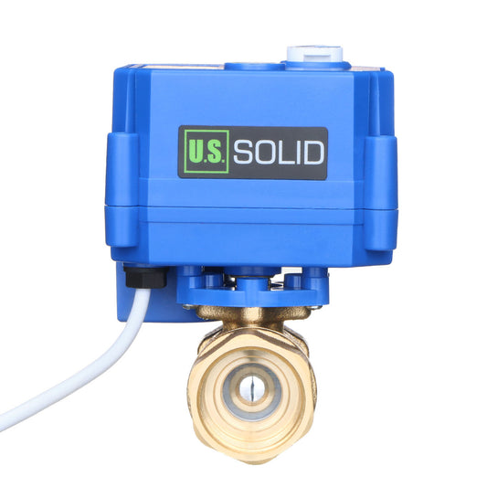 Motorized Ball Valve- 3/4" Brass Ball Valve with Manual Function, Standard Port, 9-24V AC/DC and 2 Wire Auto Return Setup by U.S. Solid