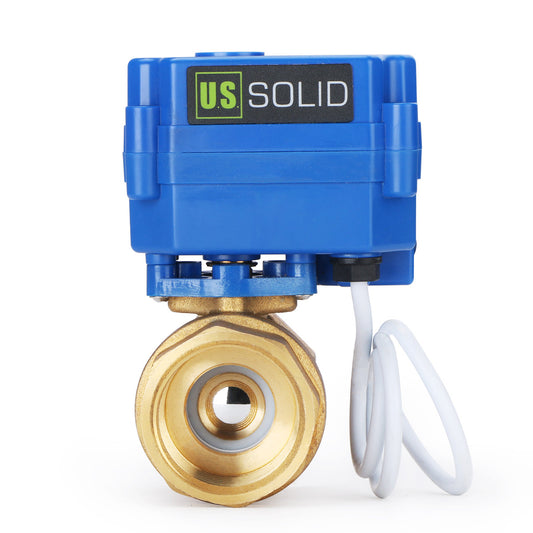 Motorized Ball Valve- 1" Brass Ball Valve with Manual Function, Standard Port, 9-24V AC/DC and 2 Wire Auto Return Setup by U.S. Solid