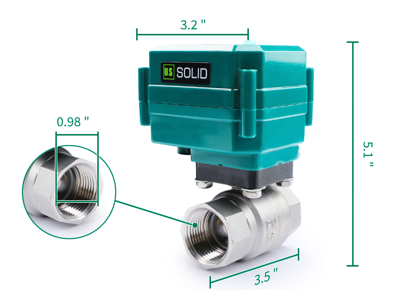 1" Smart Motorized Ball Valve – Remote Control Electrical Ball Valve with Manual Switch, 5V DC USB