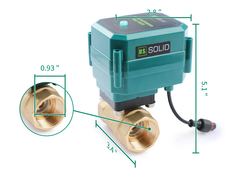 1" Smart Motorized Ball Valve – Remote Control Brass Electrical Ball Valve with Manual Switch, 5V DC USB