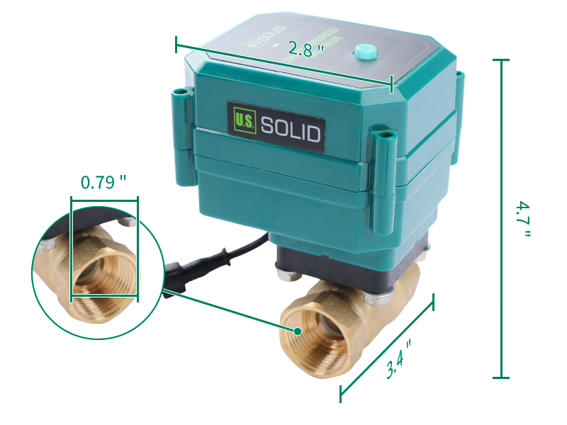 3/4" Smart Motorized Ball Valve – Remote Control Brass Electrical Ball Valve with Manual Switch, 5V DC USB